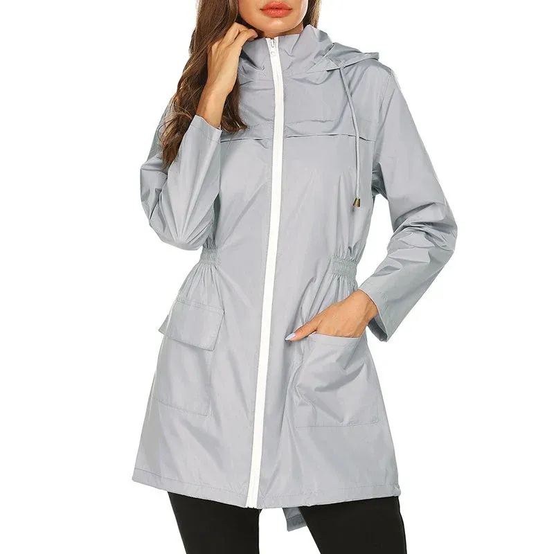 Essential Rain Coat Lightweight Water-Resistant Cinched Waist Design - Product example