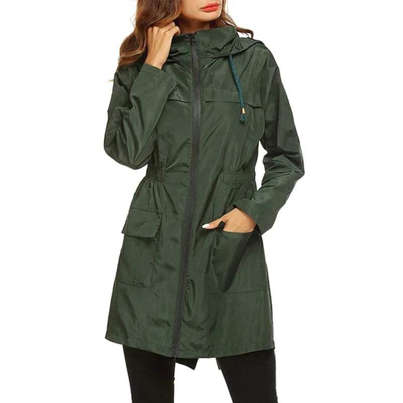 Essential Rain Coat Lightweight Water-Resistant Cinched Waist Design - Detailed view