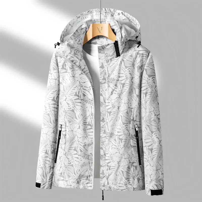 Floral Waterproof Jacket Lightweight Pink Outdoor Shell - Detailed view
