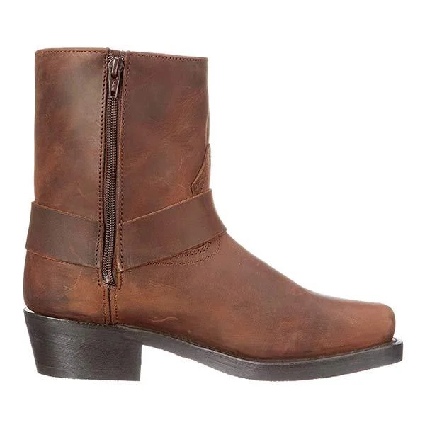 Classic Leather Harness Boots Full-Grain Brown Mid-Cut Design - Product example