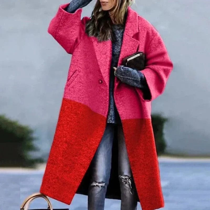 Wool Blend Long Coat Oversized Winter Design With Notched Lapel - Product example