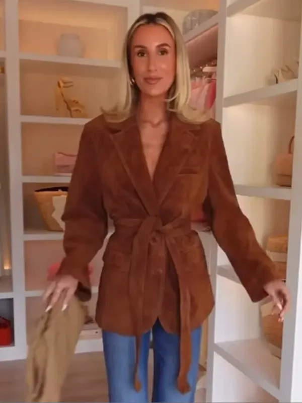 Autumn Suede Coat Belted Lapel Design With Pockets - Product detail 4