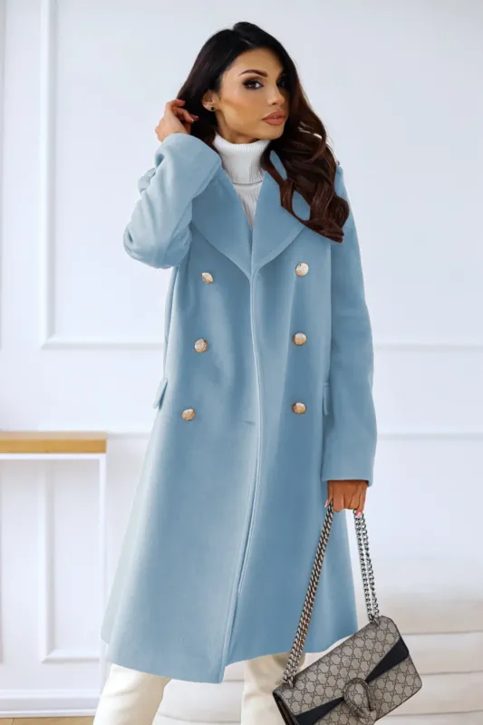 Classic Wool Winter Coat Double Breasted Camel Full Length - Product detail 4