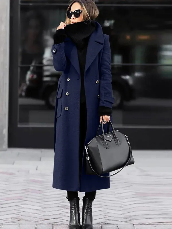 Classic Wool Winter Coat Double-Breasted Full Length Design - Product detail 4
