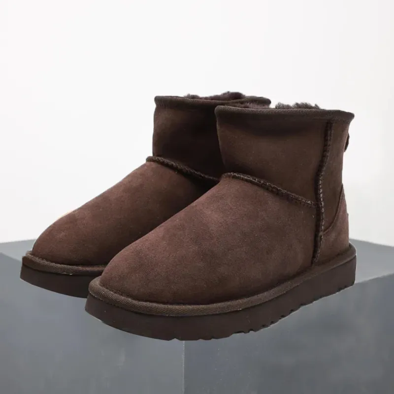 Womens Winter Ankle Boots Sheepskin Suede Mini Platform - Product example