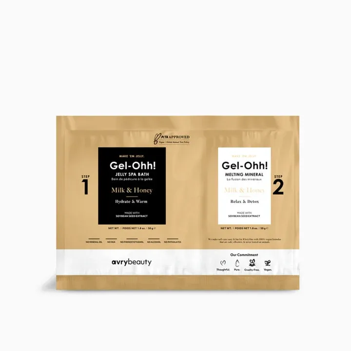 AVRYBEAUTY Gel-Ohh! Jelly Spa Bath - Milk & Honey – Milk & Honey Sanftes Jelly-Fußbad mit Milch und Honig – für beruhigte, entspannte und zart gepflegte Füße, 100gr.