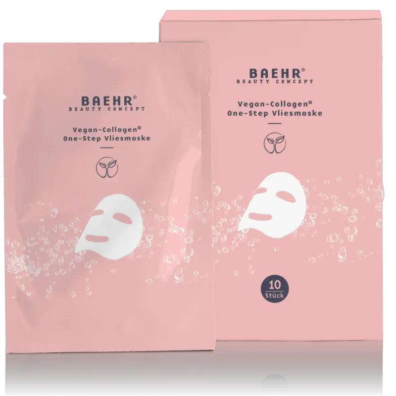 BAEHR Vegan-Collagen+ One-Step Vliesmaske – Anti-Aging Sheet-Mask, 10Stück, Sachet und Umkarton