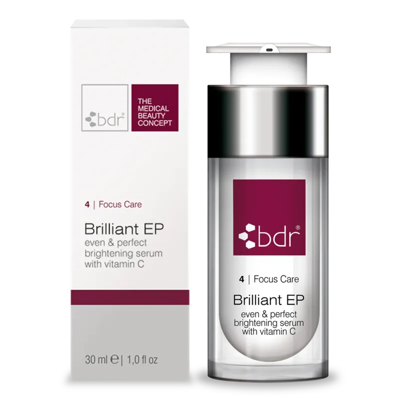BDR MEDICAL BEAUTY Brilliant EP - even & perfect brightening serum – aufhellendes Serum mit Vitamin C , 30ml, Pumpspender und Umkarton