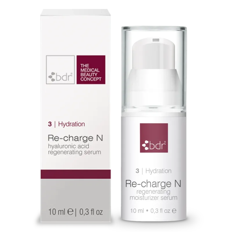 BDR MEDICAL BEAUTY Re-charge N – Hyaluronserum für die reife Haut Reisegröße, 10ml, Pumpspender und Umkarton