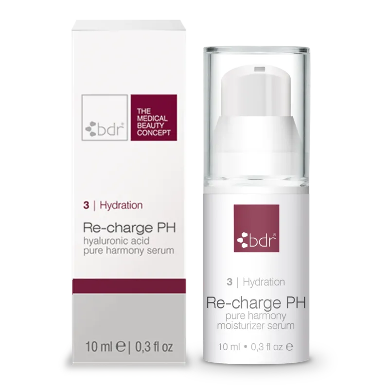 BDR MEDICAL BEAUTY Re-charge PH – hyaluronic acid pure harmony serum - Reisegröße, 10ml, Pumpspender und Umkarton
