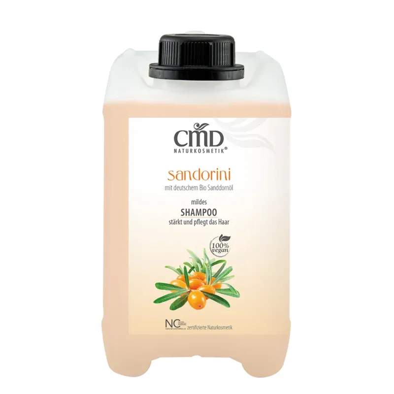 CMD NATURKOSMETIK Sandorini Shampoo Kanister – spezielle Pflegeformel auch für trockene, empfindliche und irritierte Kopfhaut, 2,5 Liter