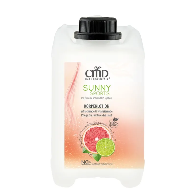 CMD NATURKOSMETIK Sunny Sports Körperlotion Kanister – spendet Deiner Haut Feuchtigkeit und Pflege, ohne einen Fettfilm zu hinterlassen., 2,5 Liter