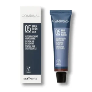COMBINAL Augenbrauen- und Wimpernfarbe #5 braun – durch die cremige Konsistenz optimal verträglich und einfach und sicher aufzutragen., 15ml