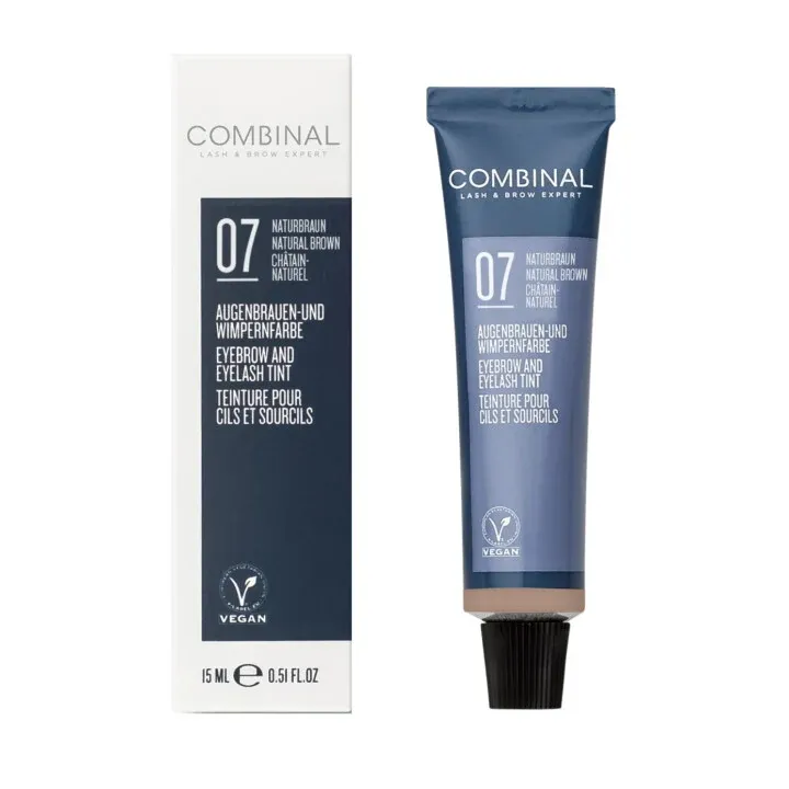 COMBINAL Augenbrauen- und Wimpernfarbe #7 naturbraun – durch die cremige Konsistenz optimal verträglich und einfach und sicher aufzutragen., 15ml