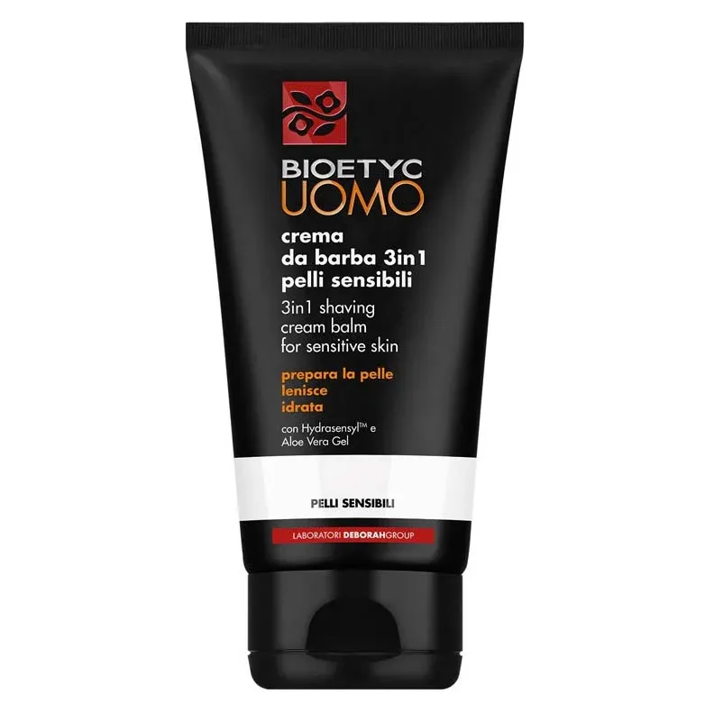 DERMOLAB UOMO 3 in 1 shaving cream balm sensitiv skin – 3-in-1-Formel für die Grundierung, Rasur und Pflege der empfindlichen Männerhaut. Beruhigt intensiv. Frei von Parfüm., 150ml