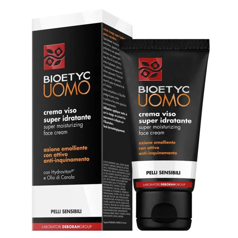 DERMOLAB UOMO super moisturizing face cream - sensitive skin – Speziell für trockene und empfindliche Männerhaut entwickelt. Versorgt die Haut intensiv mit Feuchtigkeit und verleiht ein angenehmes Frischegefühl., 50ml