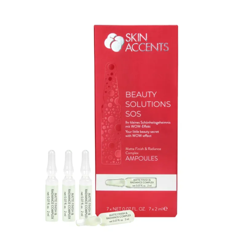 INSPIRA:COSMETICS Matte Finish & Radiance Complex – Mattierende 7-Tage-Ampullen-Kur, 7x2ml, Ampullen und Umkarton