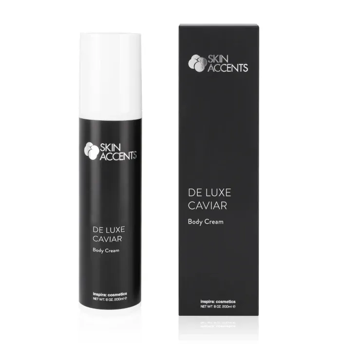 INSPIRA:COSMETICS Skin Accents De Luxe Caviar Body Cream – regenerierende Körperpflege, 200ml, Pumpspender und Umkarton