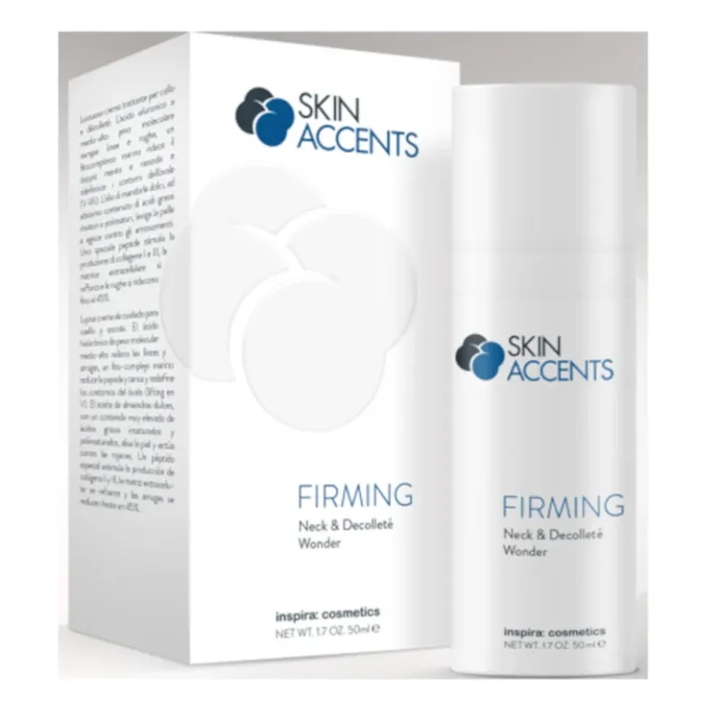 INSPIRA:COSMETICS Skin Accents Firming Neck & Decollete Wonder – Straffende Premiumpflege für Hals & Dekolleté, 50ml, Pumpspender und Umkarton