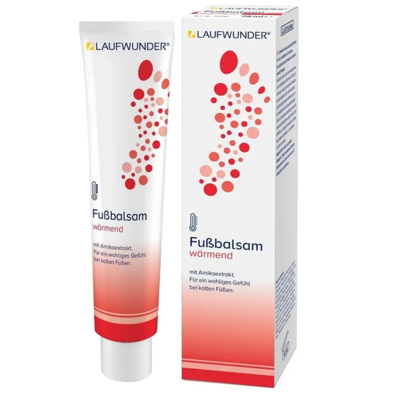 LAUFWUNDER Fußbalsam wärmend – Badekonzentrat, 75ml, Tube und Umkarton