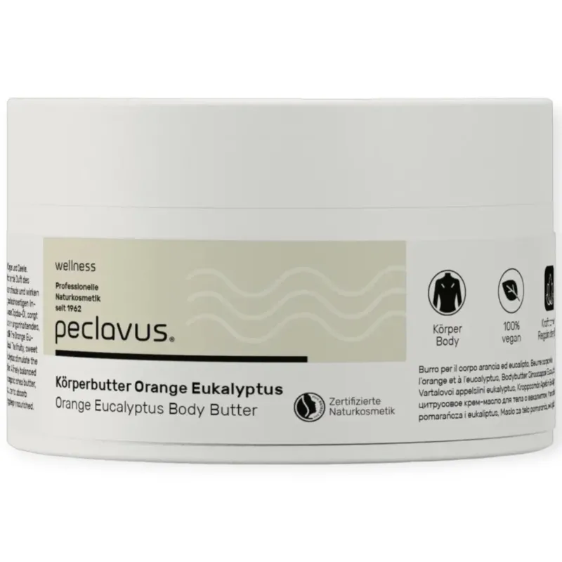 PECLAVUS Körperbutter Orange Eukalyptus, 250ml, Tiegel