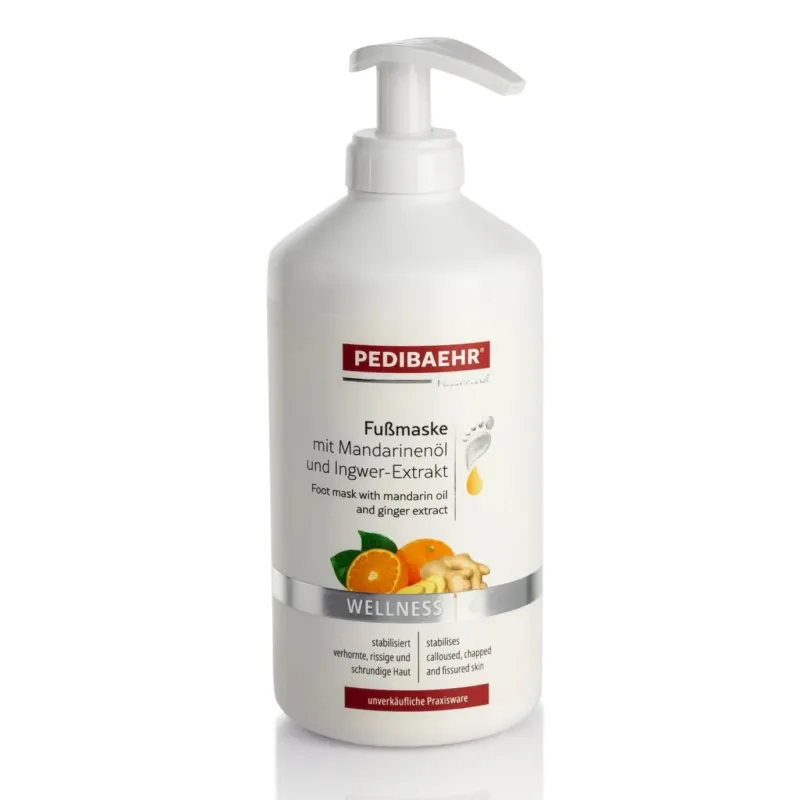 PEDIBAEHR Fußmaske mit Mandarinenöl und Ingwer, 500ml, Flasche mit Pumpspender