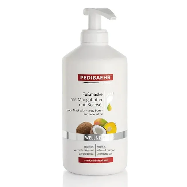 PEDIBAEHR Fußmaske mit Mangobutter und Kokosöl , 500ml, Flasche mit Pumpspender