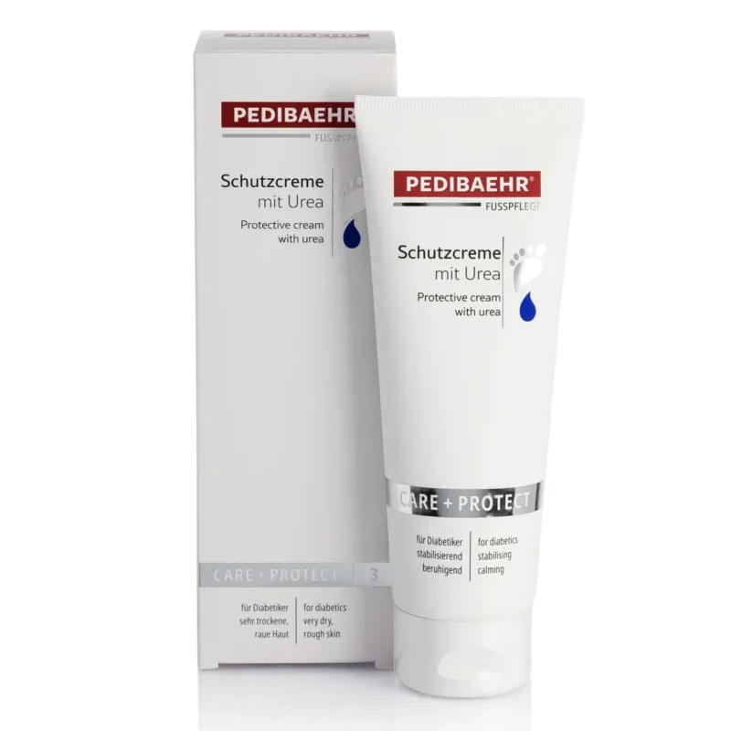PEDIBAEHR Schutzcreme 10 % Urea – Pflege für beanspruchte Füße, 125ml, Tube und Umkarton