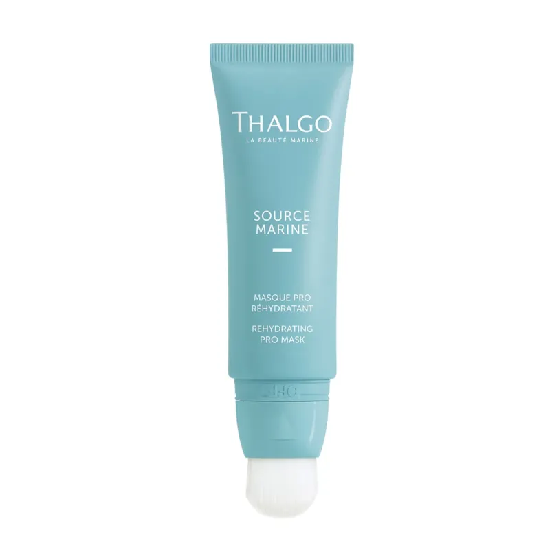 THALGO Source Marine - Masque Pro Réhydratant - Feuchtigkeitsspendende Maske – für feuchtigkeitsarme Haut, 50ml, Tube mit Pinsel offen