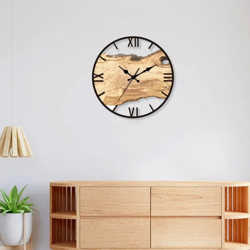 Rustic Wall Clock Natural Wood Slice Design - Product showcase