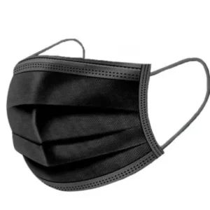 Mondkapjes ZWART 3 laags 17x 9.5cm 50 stuks met neus versteviging