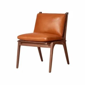 Rén Esszimmerstuhl, Walnuss, Kissen mit Cognac Leder
