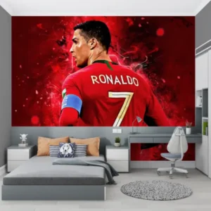Football mural wallpaper transforms teen bedroom into exciting sports haven