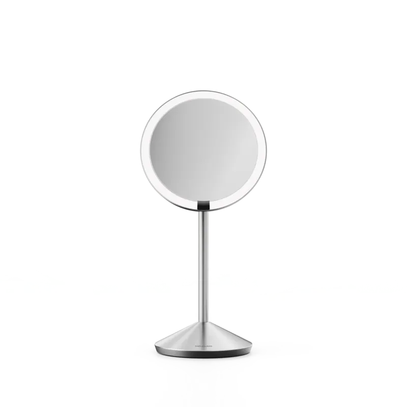 Simplehuman's Sensor Mirror Fold in Brushed, front view.