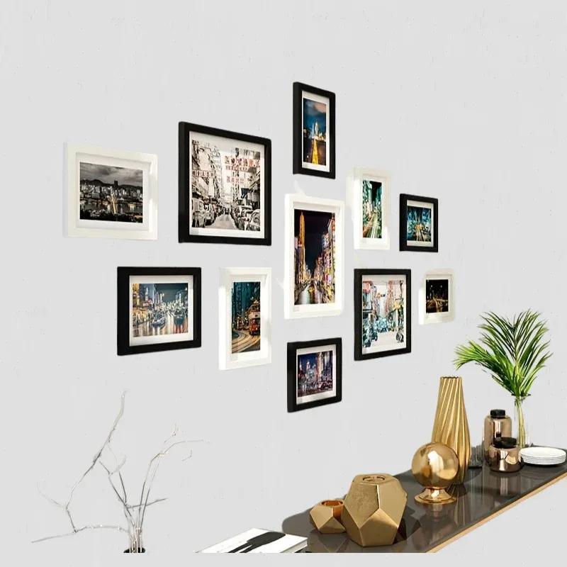Modern Gallery Wall Frame Set Mixed Size Black White Collection - Product showcase