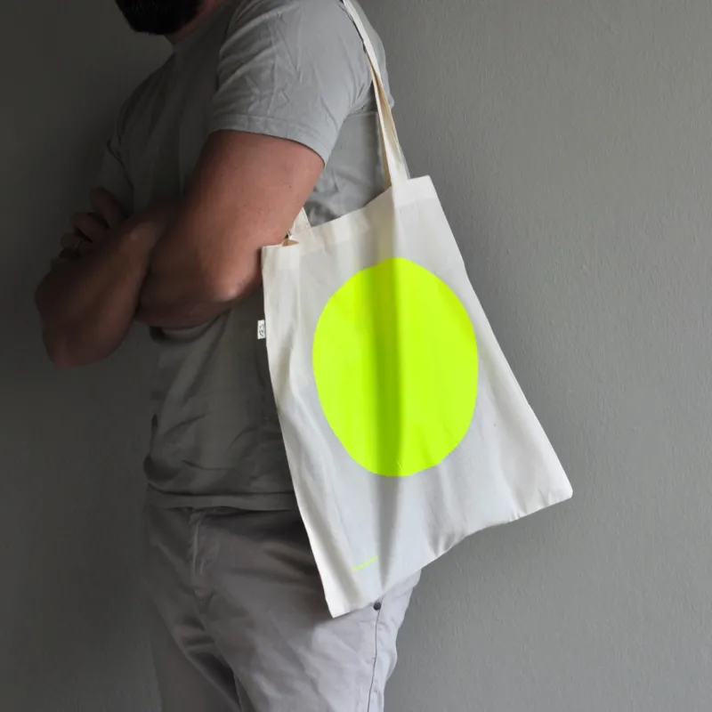 jutebeutel / tote bag dot neon gelb
