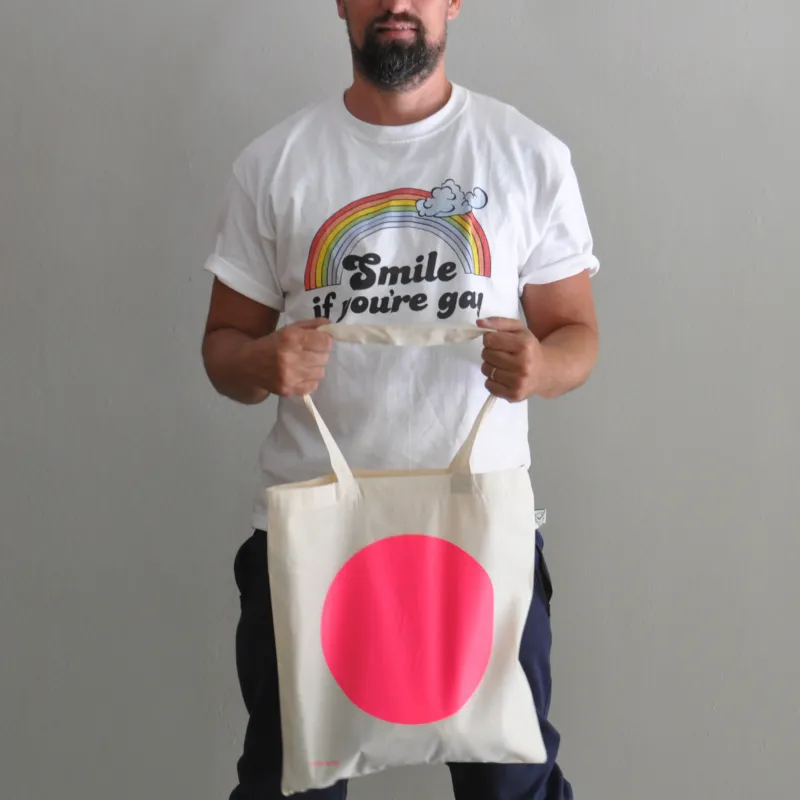 jutebeutel / tote bag dot neon pink