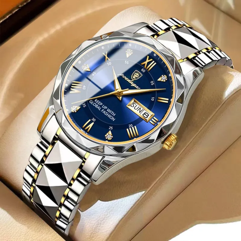 Luxury Mens Watch Blue Dial Steel Two-Tone Design - Product showcase