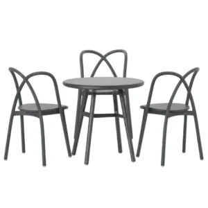 Ming Café-Set m. 3 Stühle und 1 Tisch, Aluminium, grau von Stellar Works
