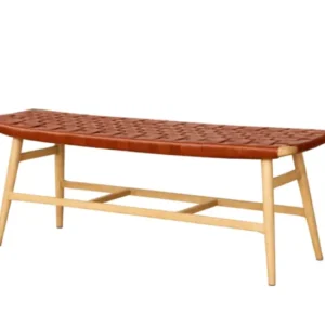 Freja Bank aus Eiche/braunem Geflecht-Leder von Stellar Works