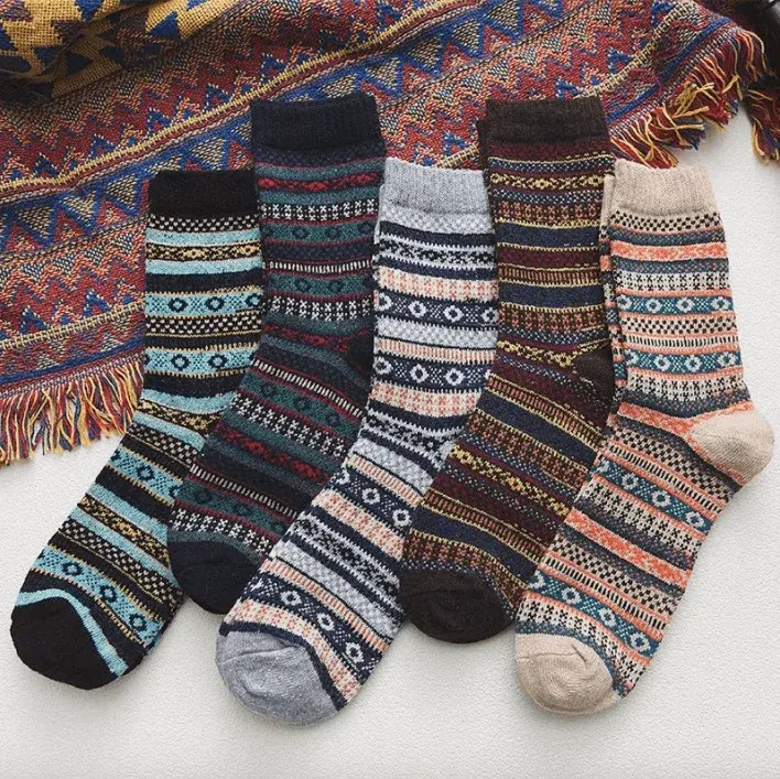 Nordic Winter Socks Scandinavian Pattern Wool Blend - Product showcase
