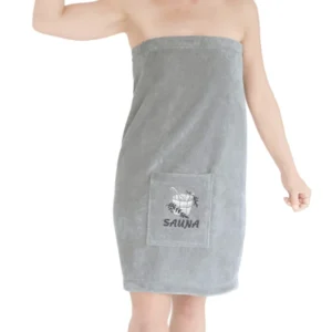 Saunakilt Damen Grau - Stein, Saunatuch mit Klettverschluss XS - M