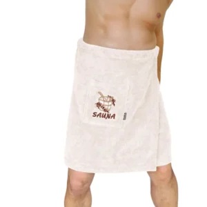 Saunakilt Herren Natur, Saunatuch mit Klettverschluss L - XXL