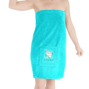 Saunakilt Damen Türkis Saunatuch mit Klettverschluss XS - M