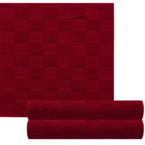 Geschirrtücher 2 in 1 Waffelpique und Frottee 50x50 cm, Rot - Rubin