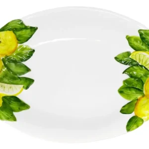 Handgemachte Ovale Keramikschale im Zitronendesign aus Italienischer Keramik, Servierschale 38x26 cm, 6 cm tief