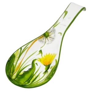Handgemachte Löffelablage aus Italienischer Keramik, bemalt mit Pusteblume