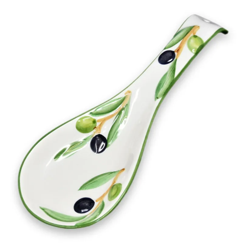 Handgemachte Löffelablage aus Italienischer Keramik, Olive