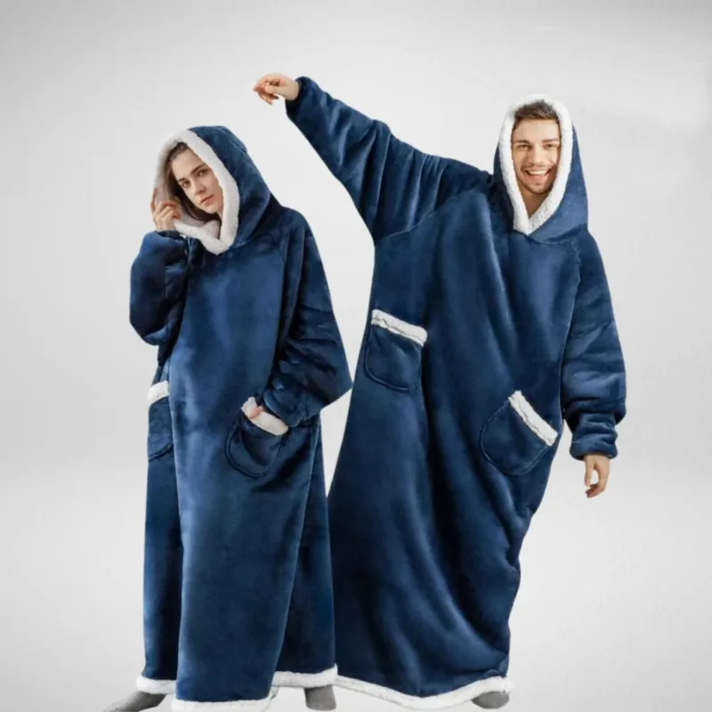 Oversized Hooded Blanket Sherpa Lined Microfleece Design - Product showcase