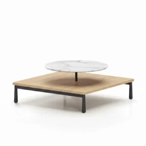 Arc Couchtisch in natur Eiche, 85x85 cm von Stellar Works